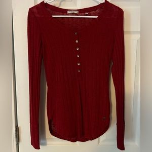 Abercrombie and fitch red scoop neck long sleeve